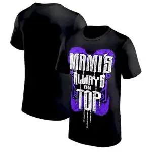 Show your allegiance to The Judgment Day with the Rhea Ripley “MAMI” tee — black cotton blend, bold print, and unstoppable women’s division energy.