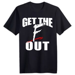Shop the black cotton wwf attitude era get the f out wrestling tee inspired by the wwf-to-wwe transition, raw is war and smackdown.