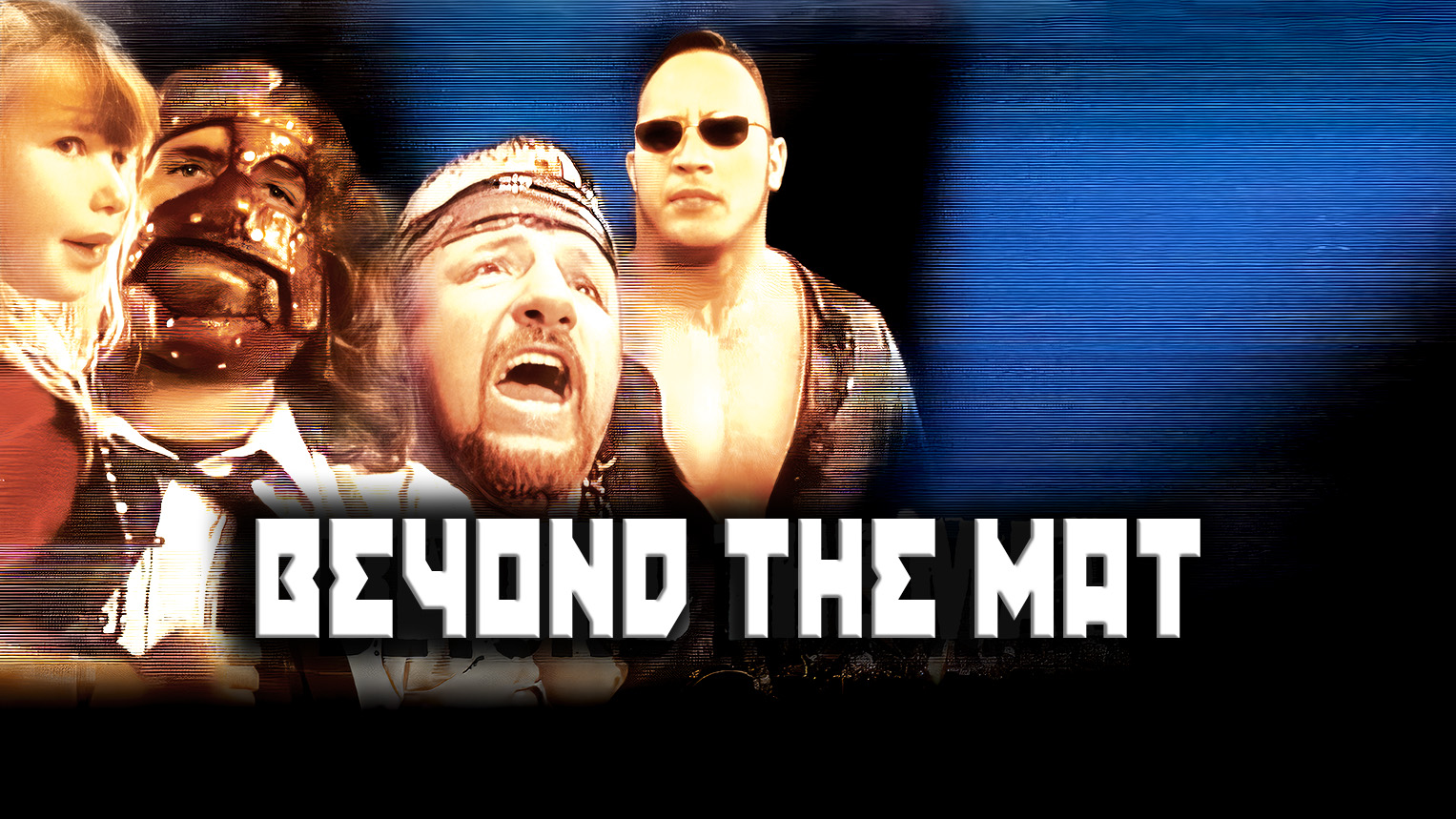 Beyond the mat 1999 professional wrestling documentary feature image with mick foley, terry funk, jake roberts, and wrestling documentary themes.
