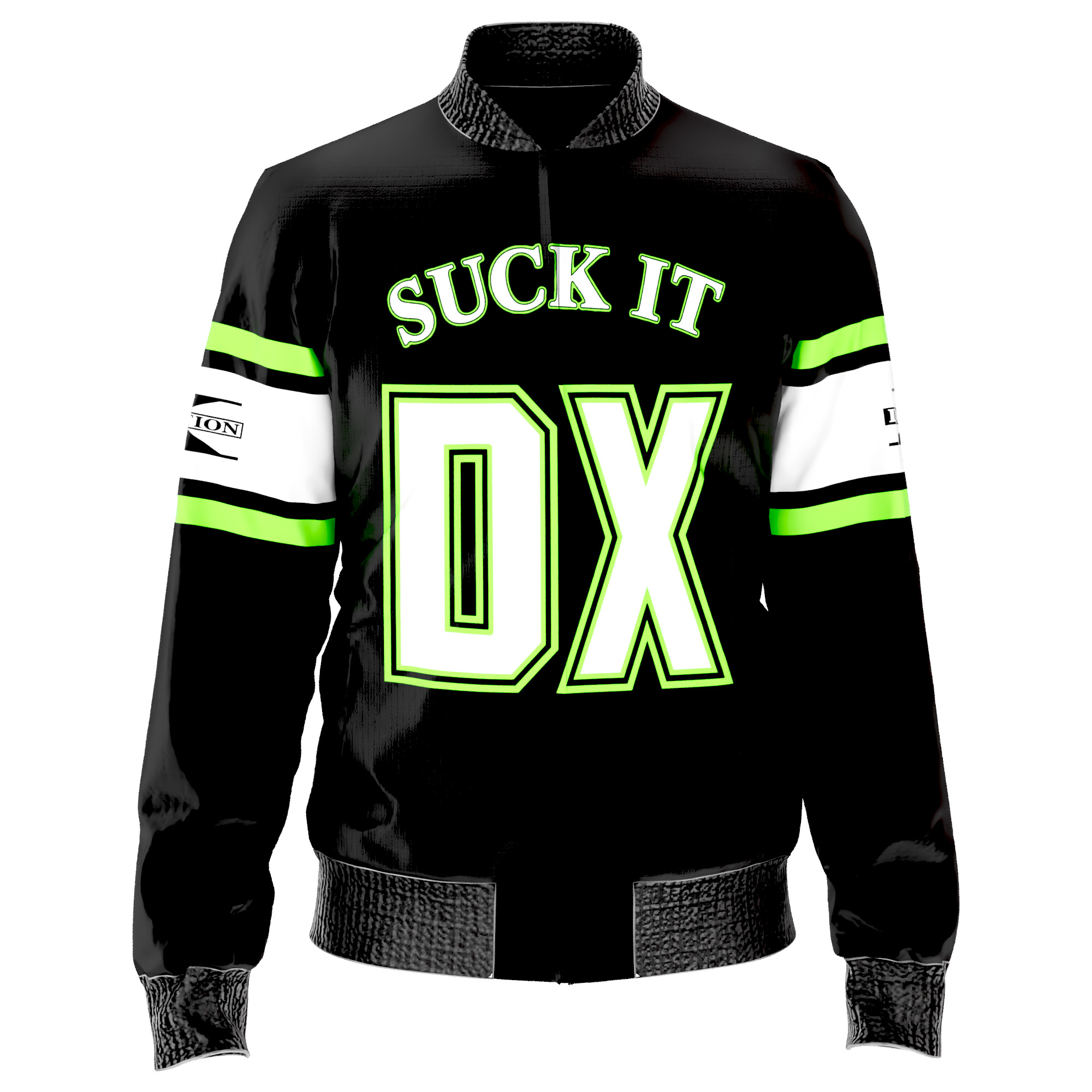 Shop the black polyester d-generation x wrestling jacket | retro featuring the retro design, giving the outerwear a wrestling-focused look for colder