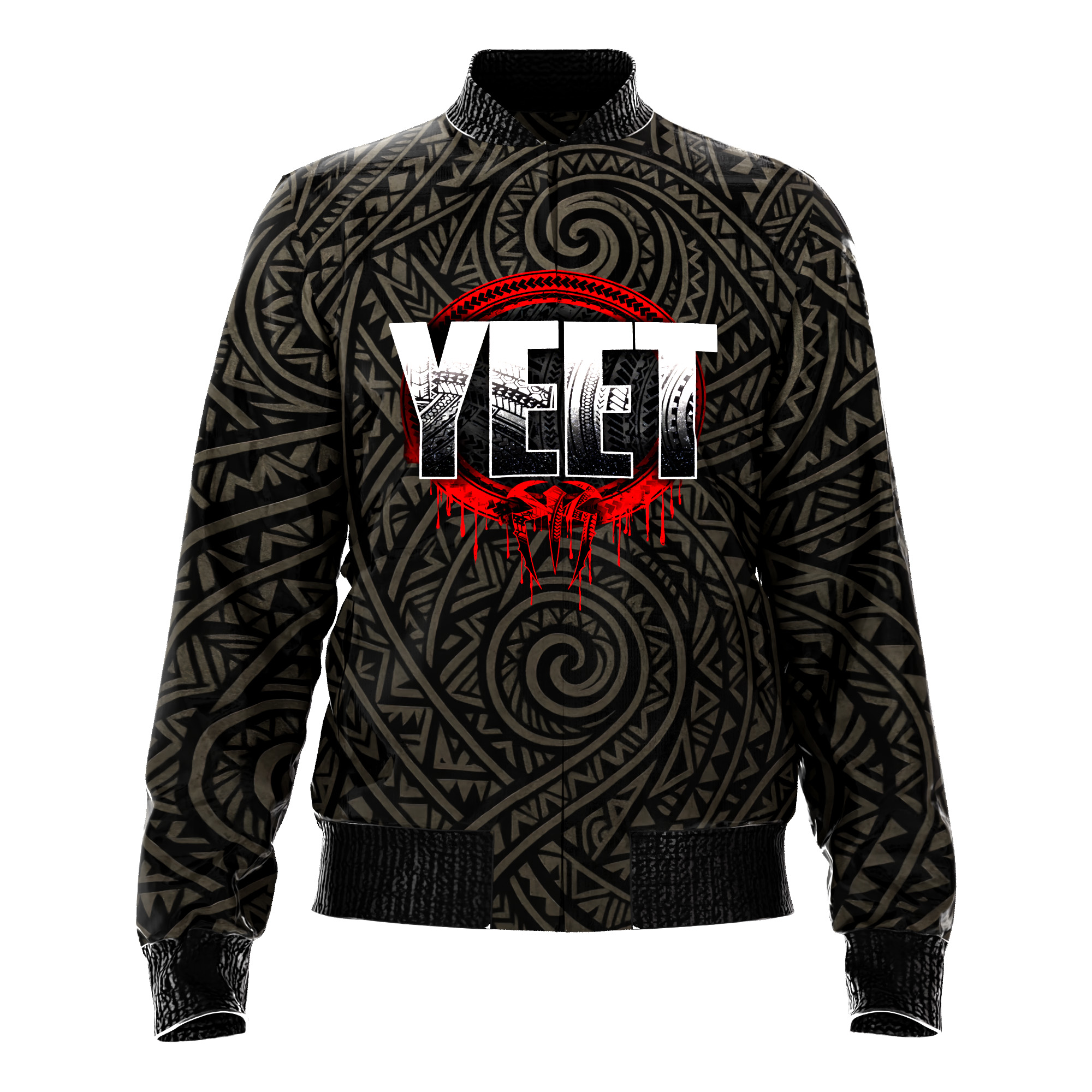 Shop the black polyester jey uso wrestling jacket | yeet featuring the yeet design, giving the outerwear a wrestling-focused look for colder events.