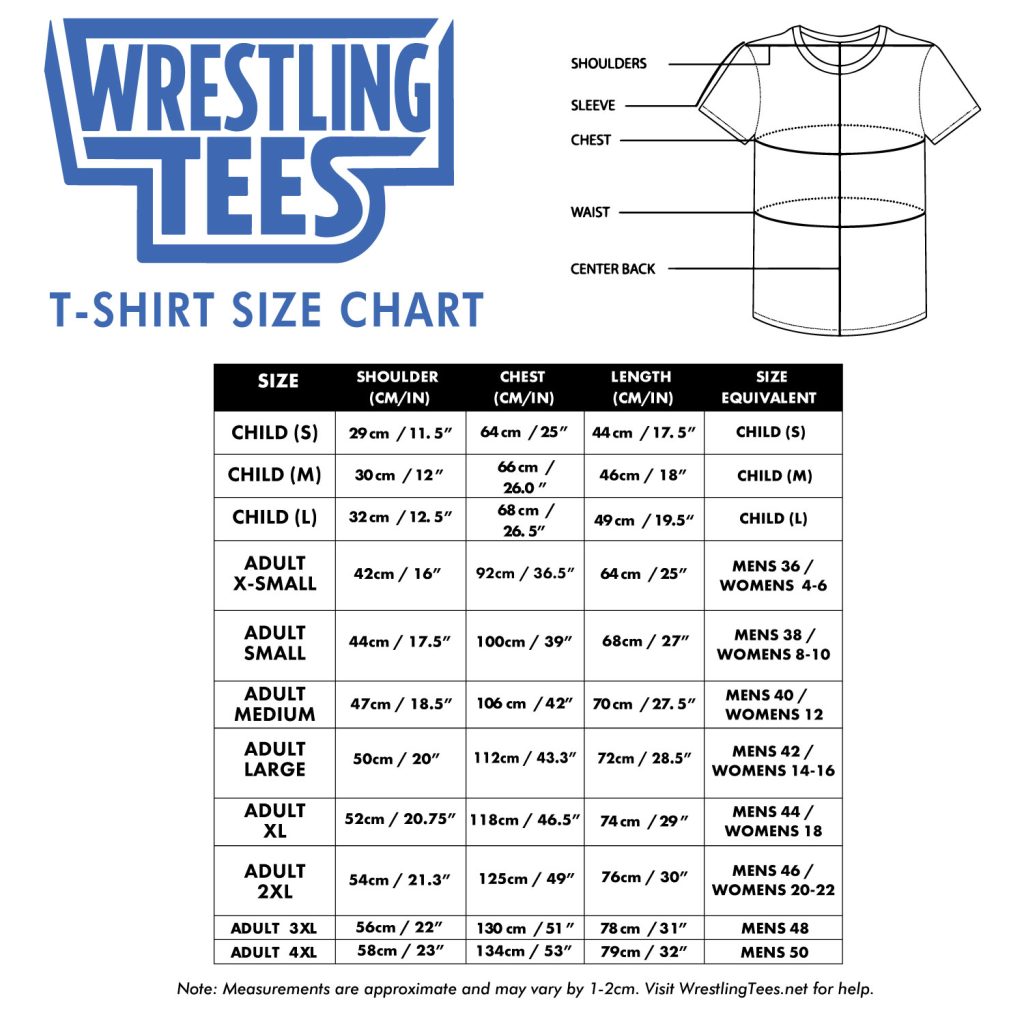Use the pro wrestling tees size guide to match your hulk hogan, wwe, aew, and retro pro wrestling tees. Check men’s and kids’ measurements, compare fits, and shop your favorite wrestling merch in the right size.