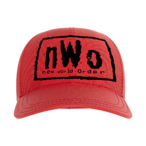 Show your loyalty to the nWo Wolfpac with this red trucker hat featuring the classic New World Order logo. A perfect collectible for WCW fans and retro wrestling lovers.