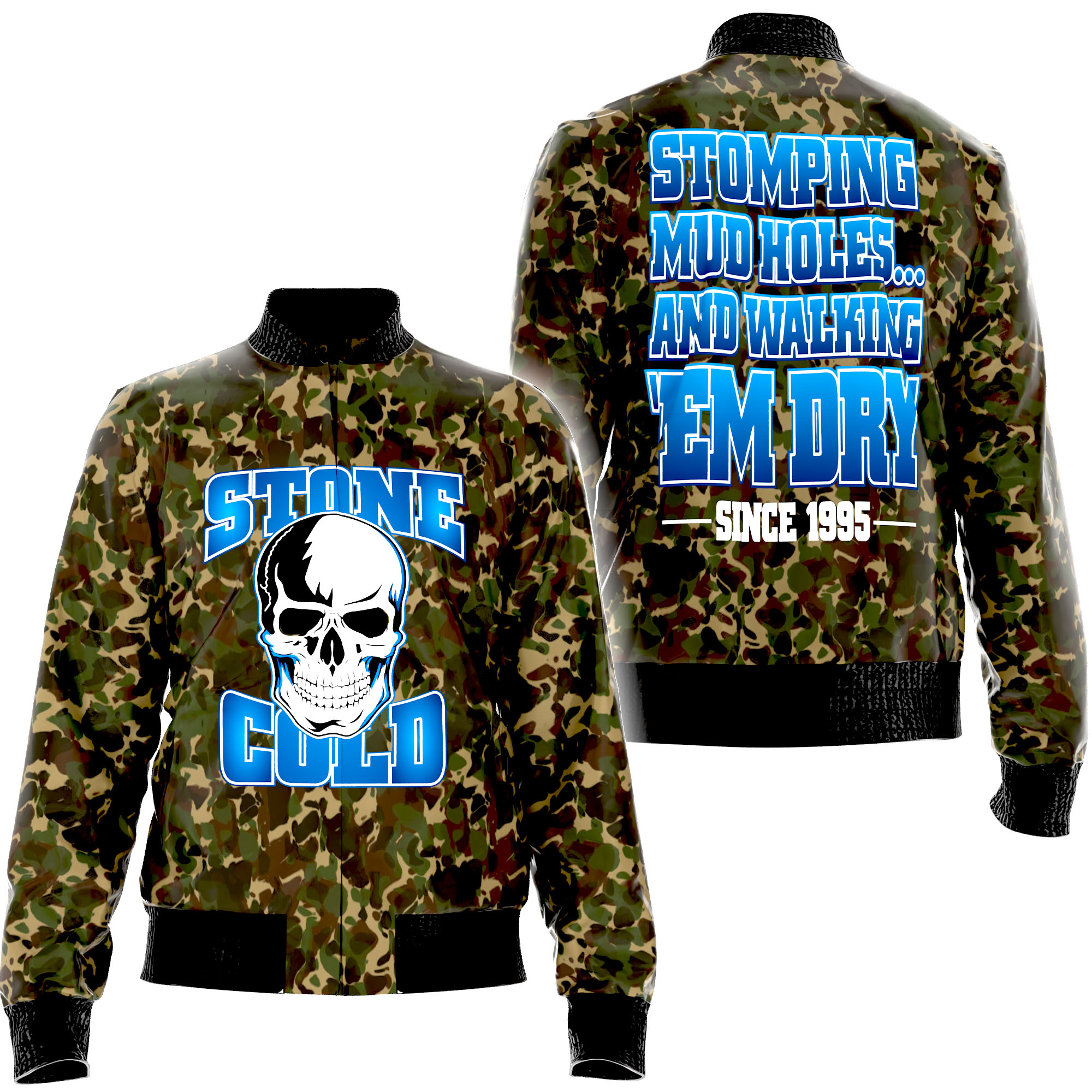 Shop the camo polyester stone cold steve austin wrestling jacket | camo featuring the camo design, giving the outerwear a wrestling-focused look.