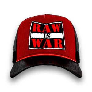 Shop the red polyester raw is war attitude era | retro hat featuring the retro design, designed as everyday wrestling headwear for live events, travel