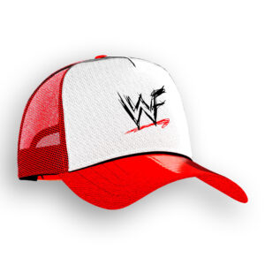 Shop the red polyester wwf retro scratch logo | red trucker hat featuring the red trucker design, designed as everyday wrestling headwear for live events